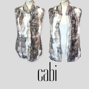 CABI Women's Faux Fur Vest ASpen Snow Bunny Soft Vest Jacket Small